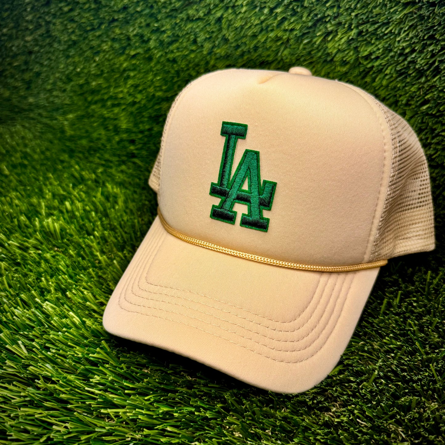 Los Angeles Dodgers Green LA Logo Trucker Hat