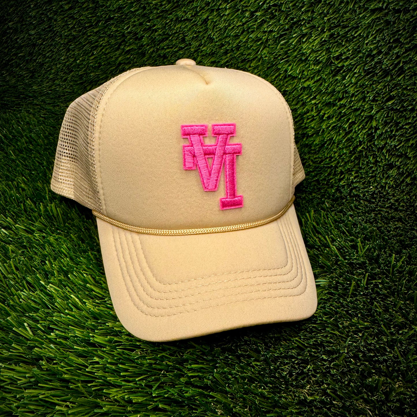 Los Angeles Dodgers Upside Down Pink LA Logo Trucker Hat