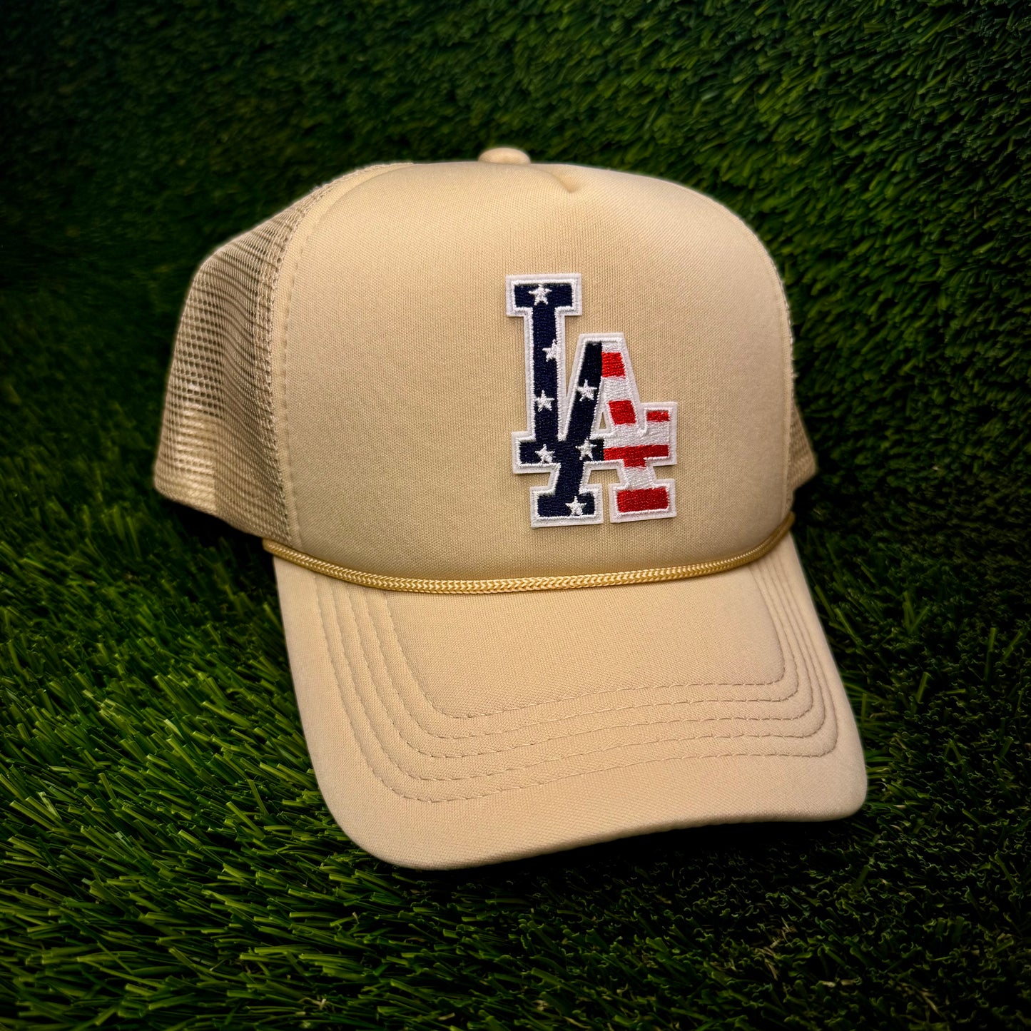 Los Angeles Dodgers LA USA Flag Trucker Hat