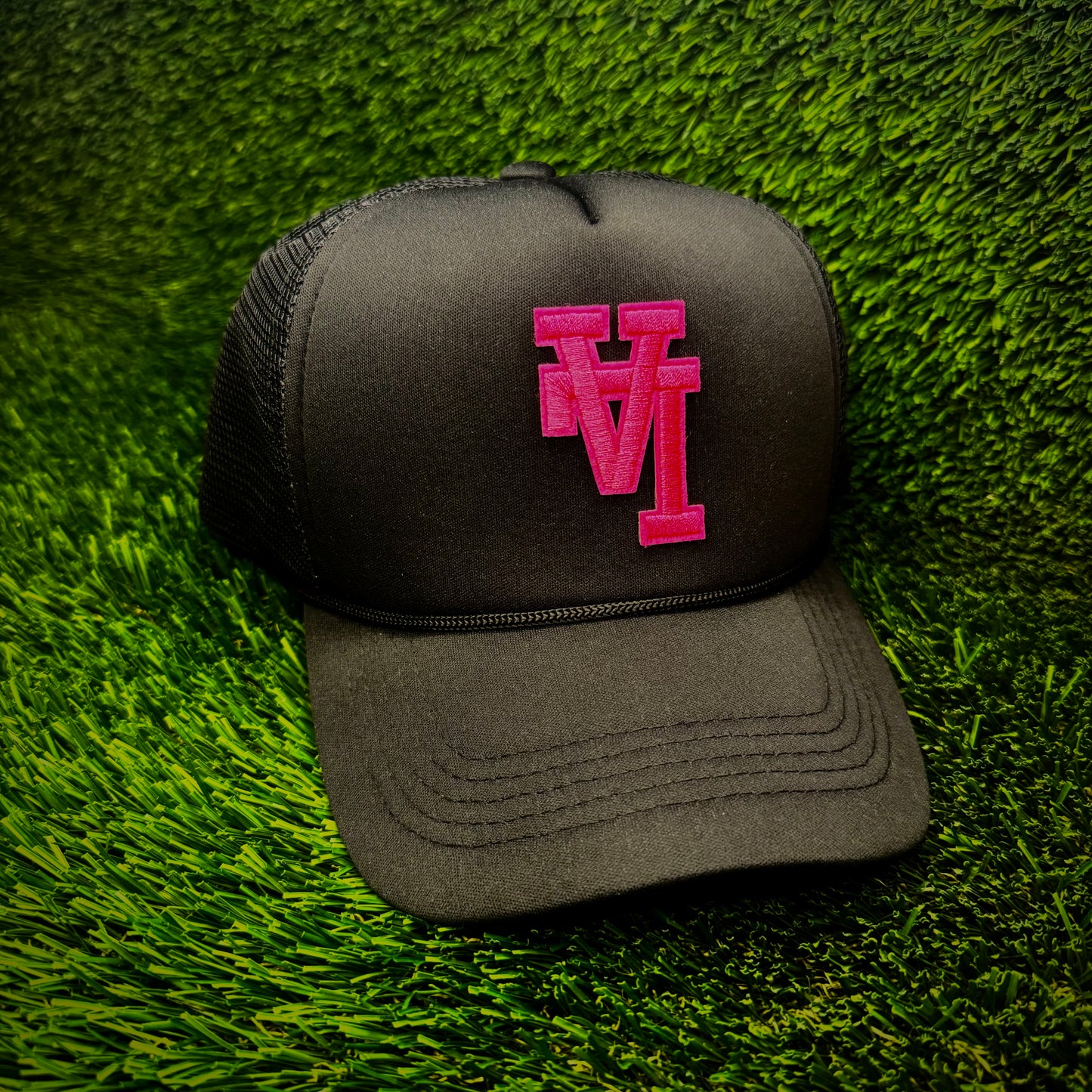 Los Angeles Dodgers Upside Down Pink LA Logo Trucker Hat