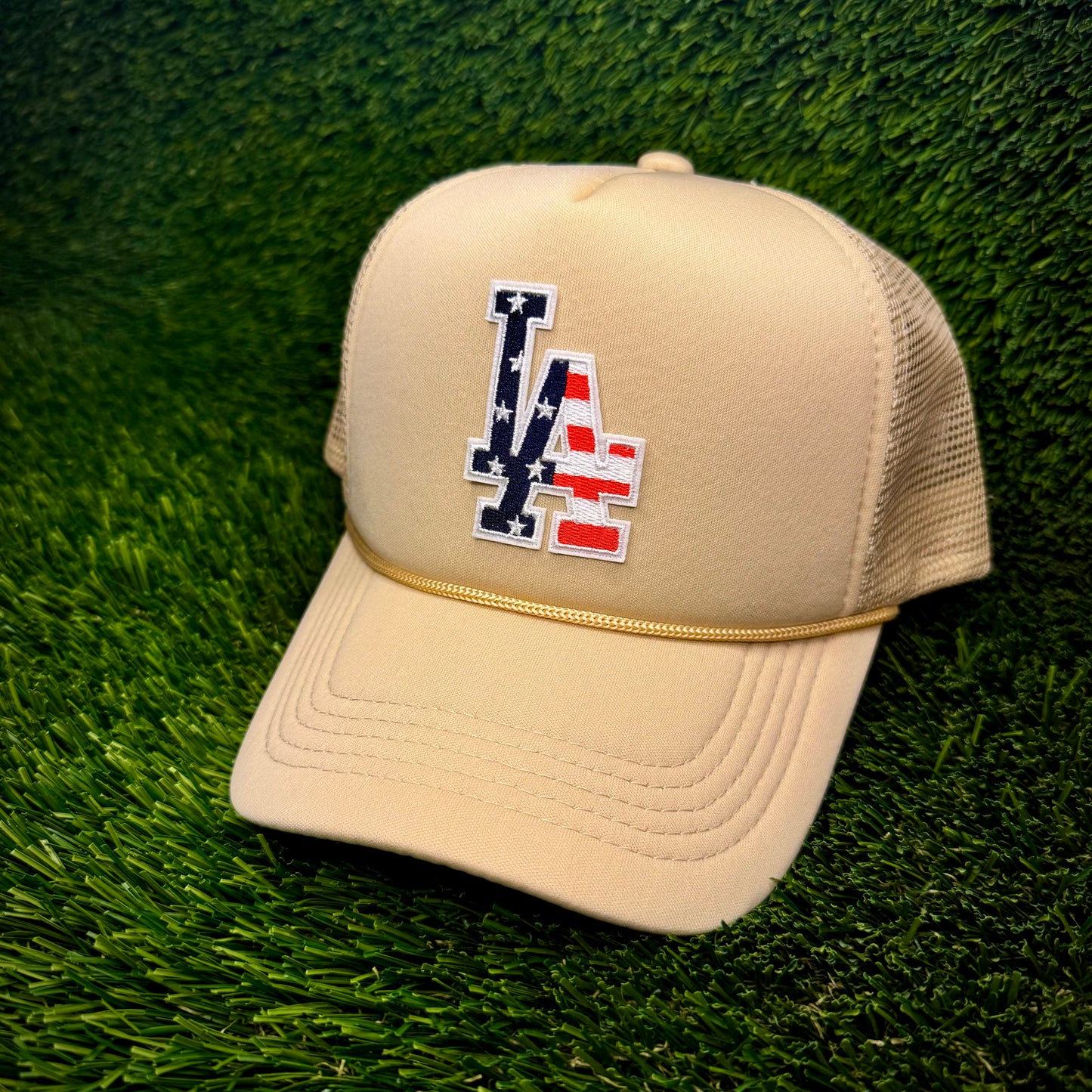 Los Angeles Dodgers LA USA Flag Trucker Hat
