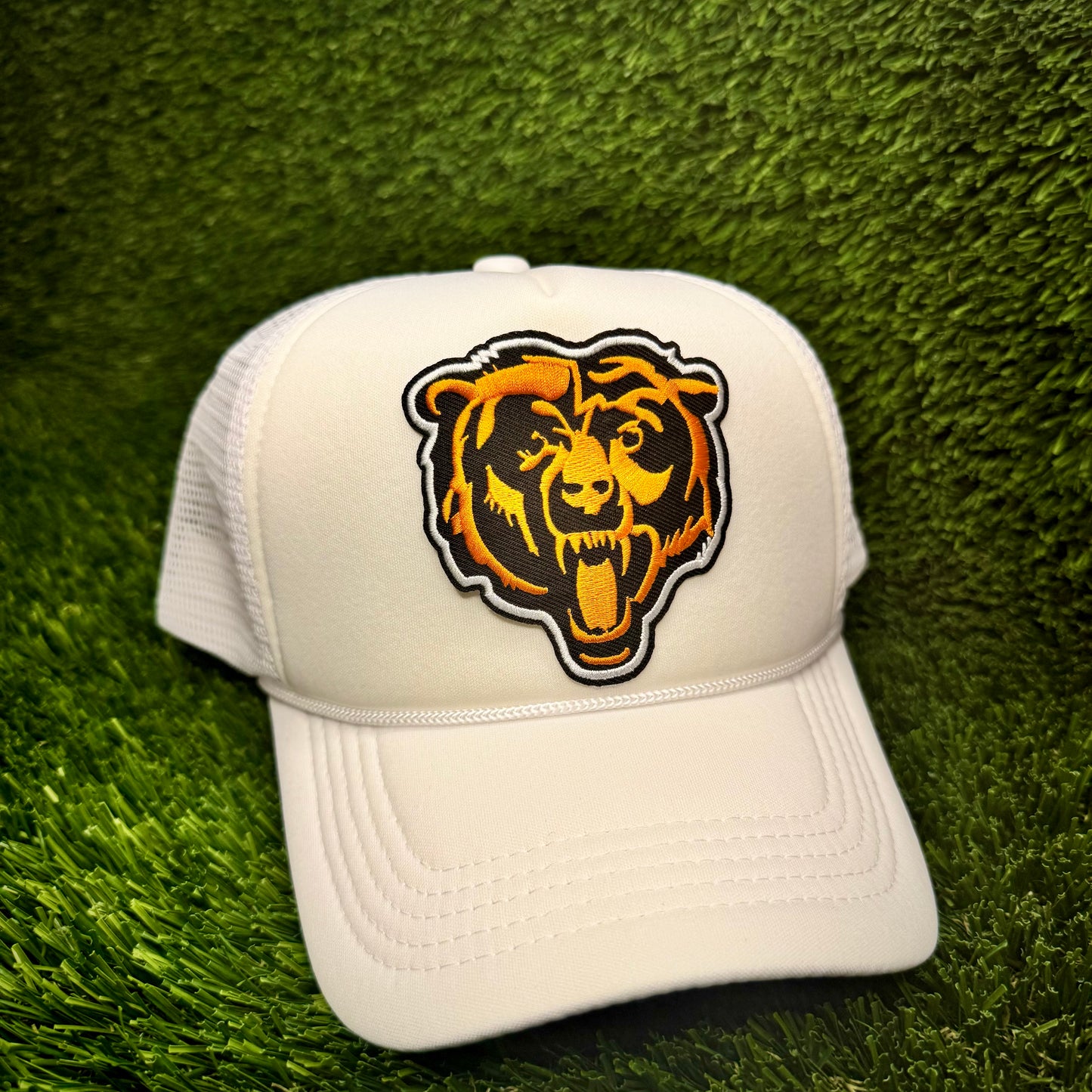 Chicago Bears Black/Orange/White Logo Trucker Hat