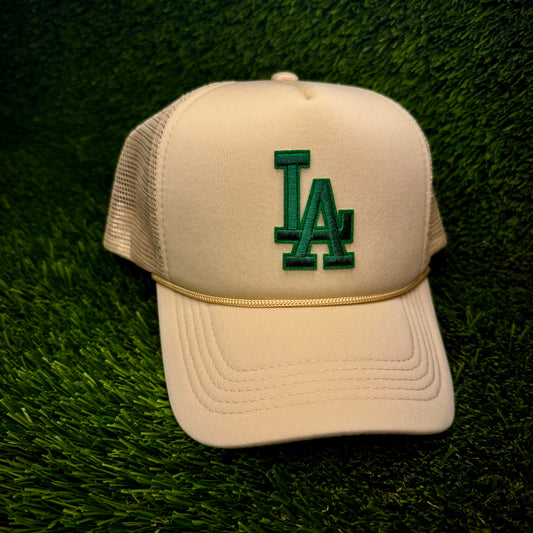 Los Angeles Dodgers Green LA Logo Trucker Hat