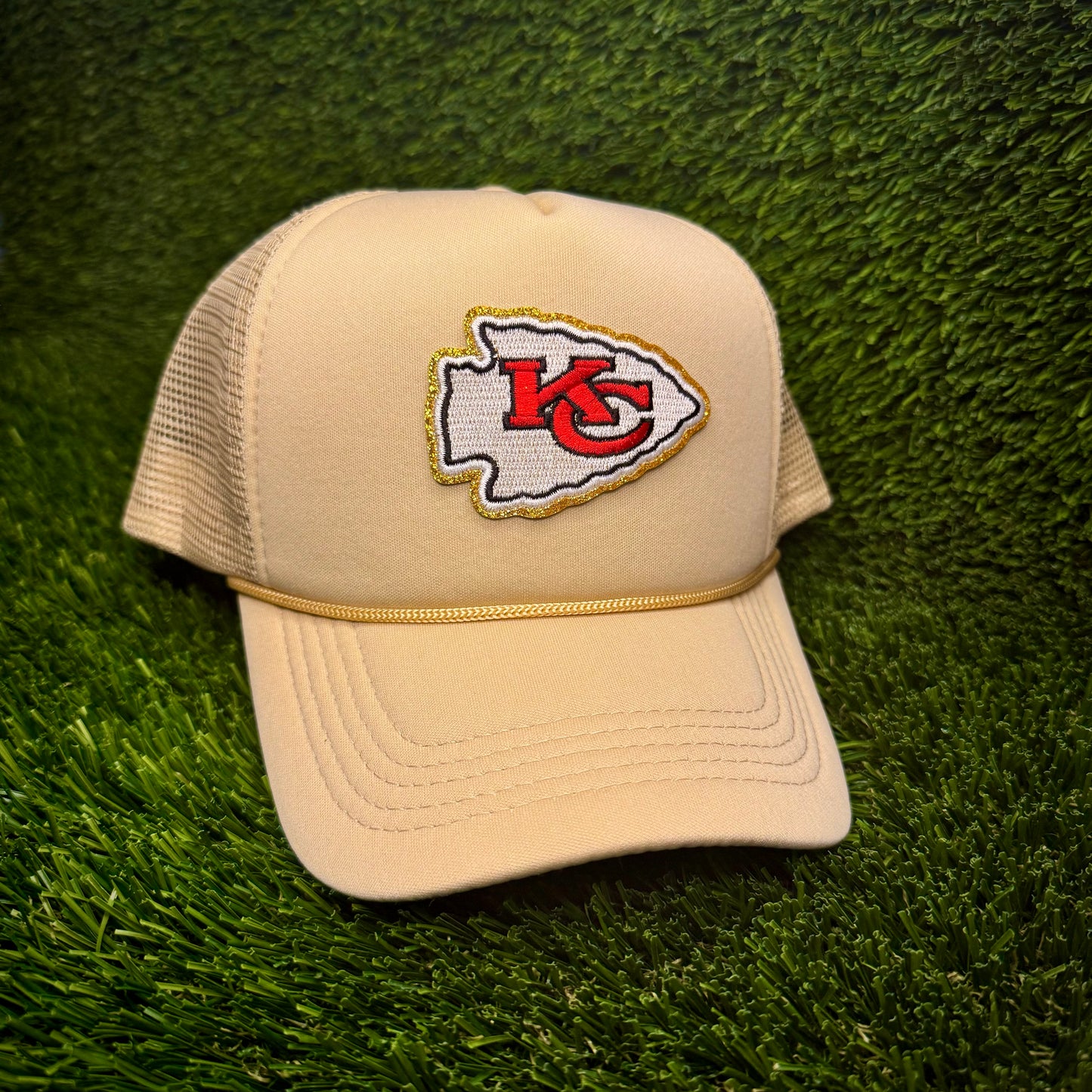 Kansas City Chiefs Gold Arrowhead Trucker Hat