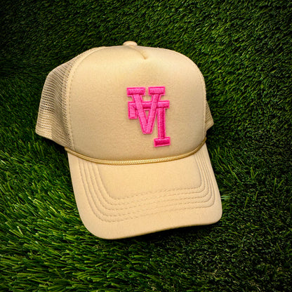 Los Angeles Dodgers Upside Down Pink LA Logo Trucker Hat