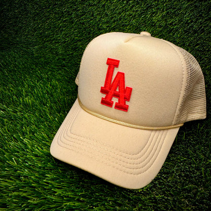 Los Angeles Dodgers Red LA Logo Trucker Hat