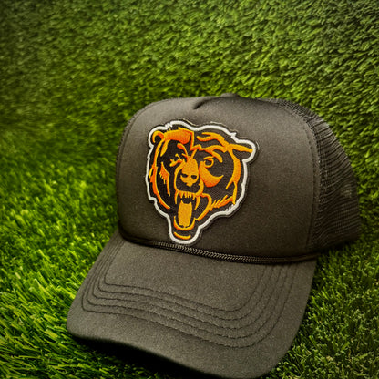 Chicago Bears Black/Orange/White Logo Trucker Hat