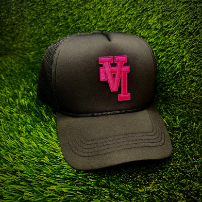 Los Angeles Dodgers Upside Down Pink LA Logo Trucker Hat