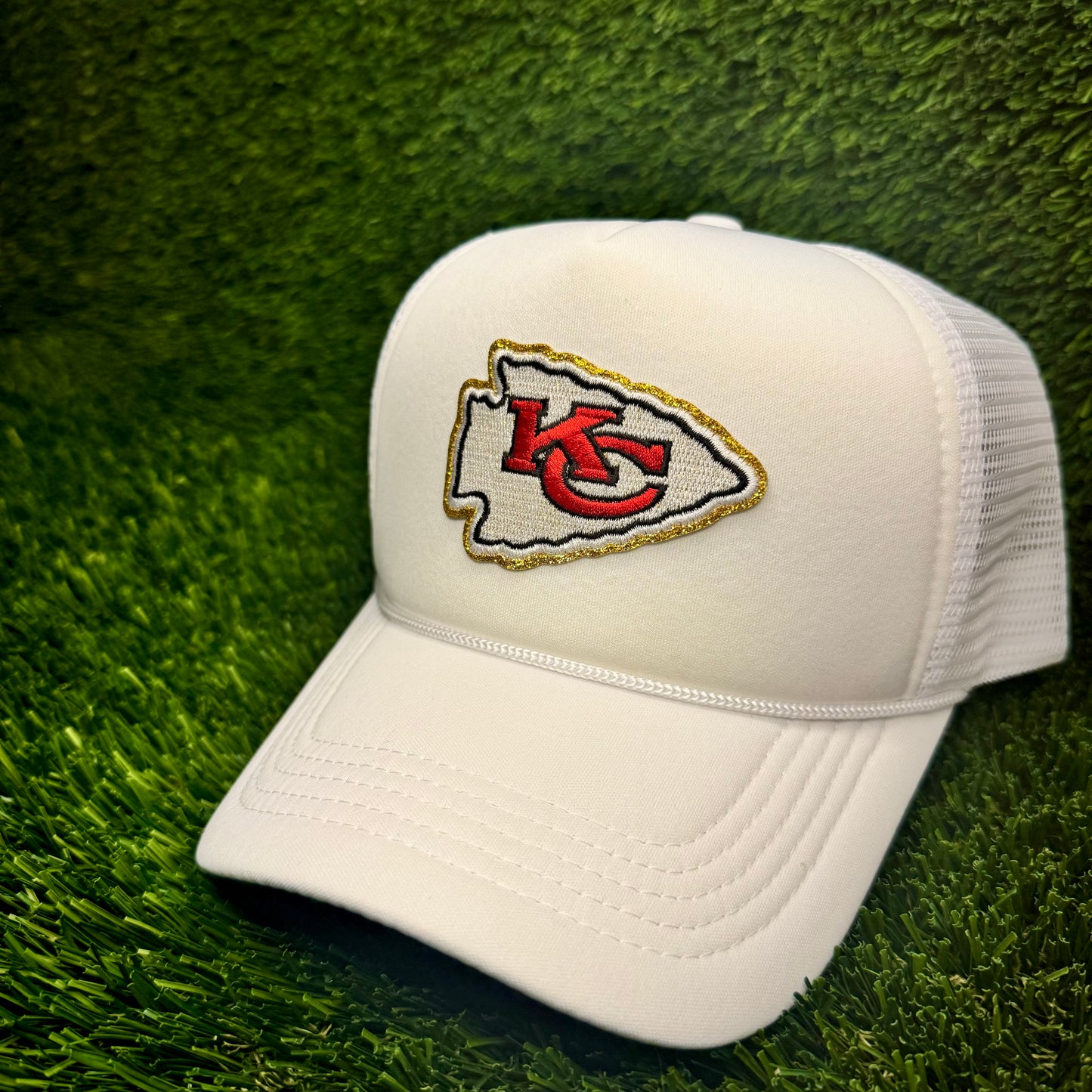 Kansas City Chiefs Gold Arrowhead Trucker Hat