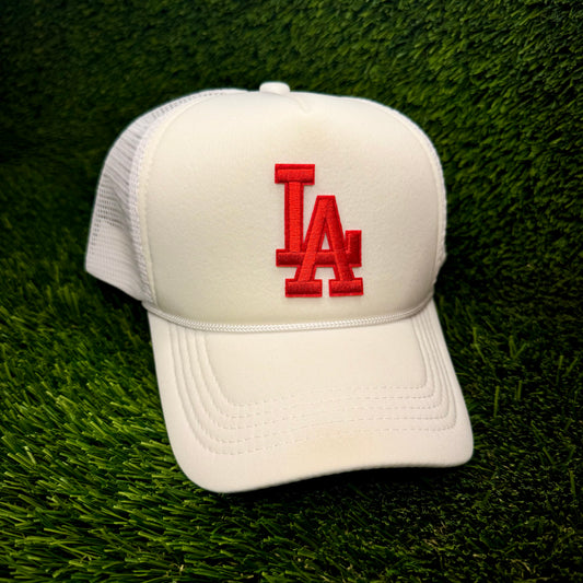Los Angeles Dodgers Red LA Logo Trucker Hat