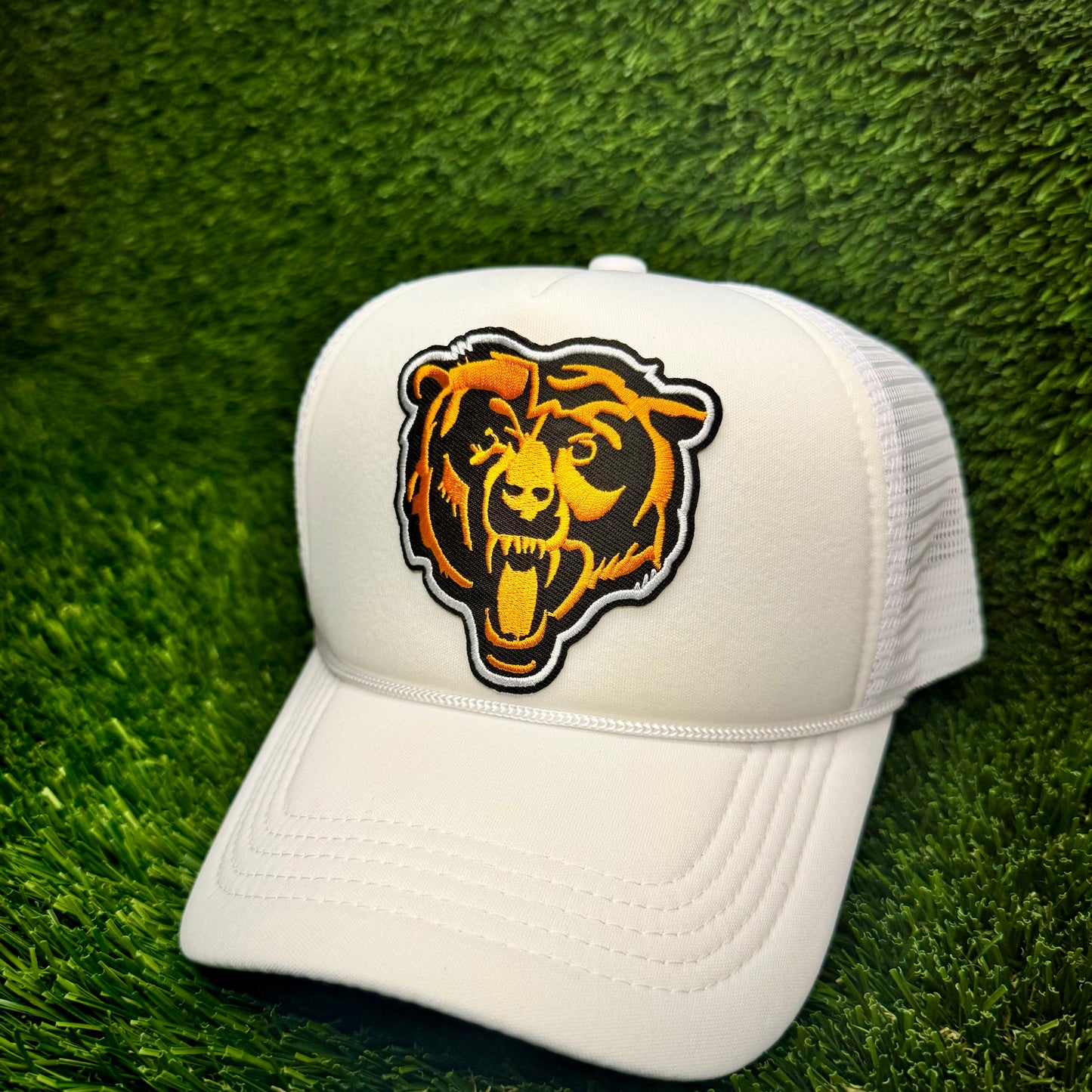 Chicago Bears Black/Orange/White Logo Trucker Hat