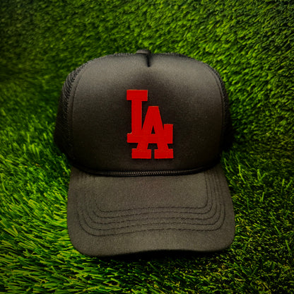 Los Angeles Dodgers Red LA Logo Trucker Hat