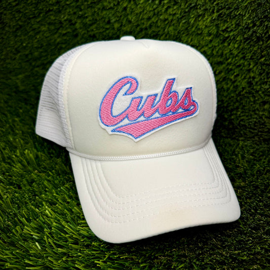 Chicago Cubs Pink/Blue “Cubs” Trucker Hat