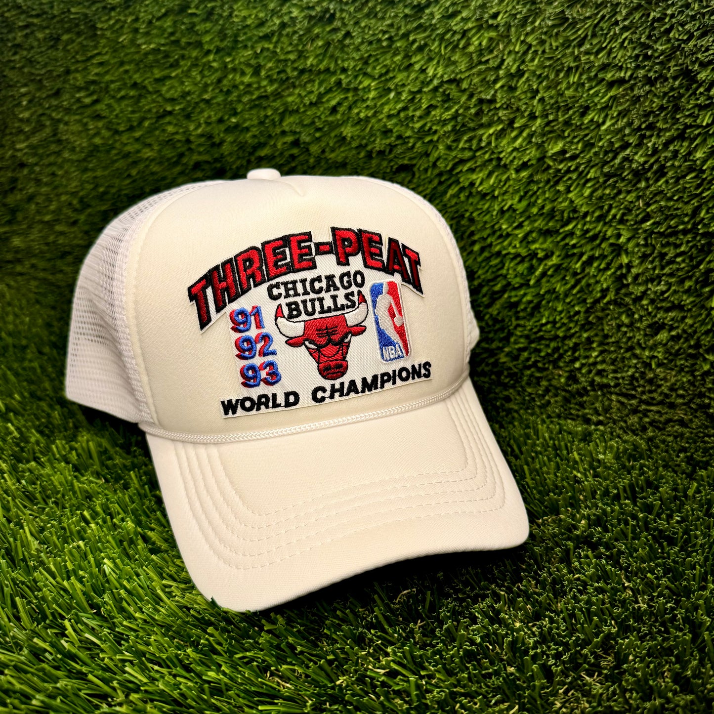 Chicago Bulls 1993 “Threepeat” Logo Trucker Hat