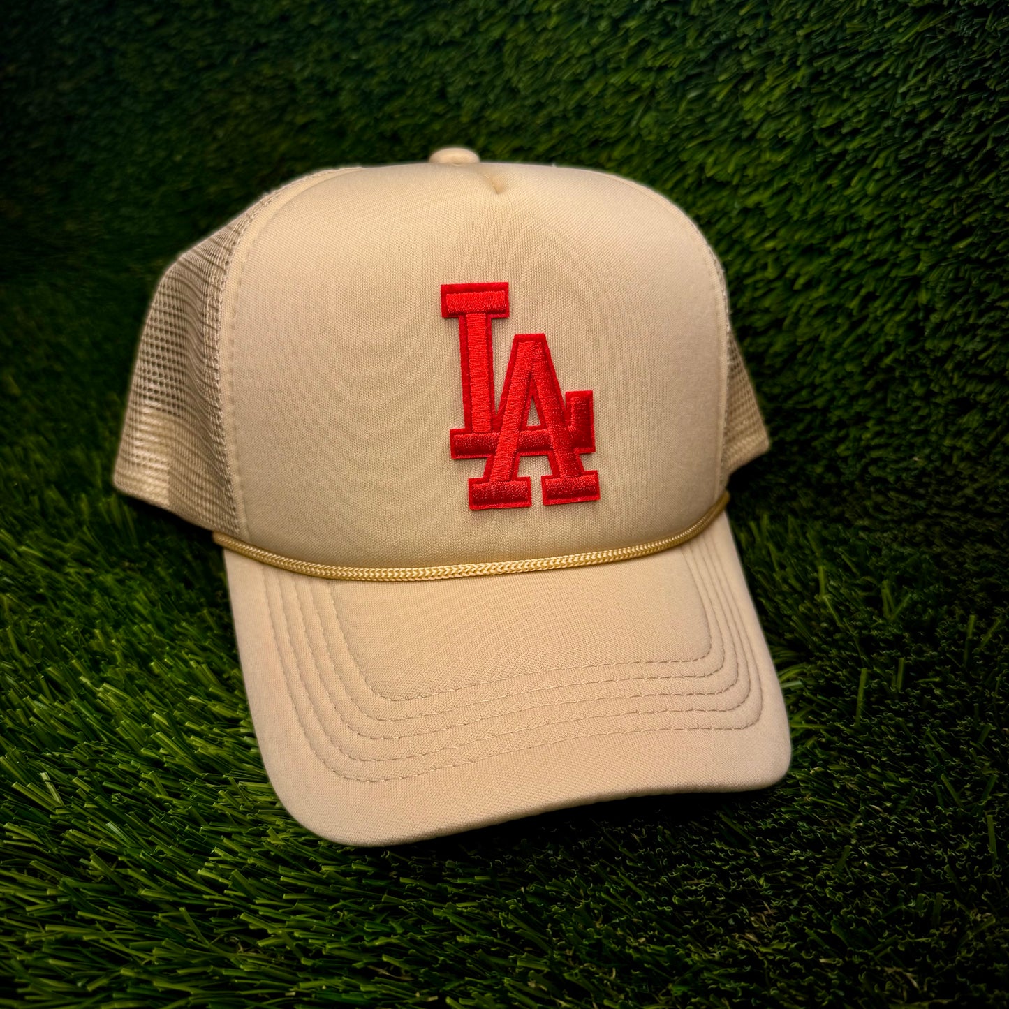 Los Angeles Dodgers Red LA Logo Trucker Hat