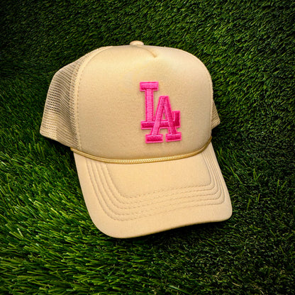 Los Angeles Dodgers Pink LA Logo Trucker Hat