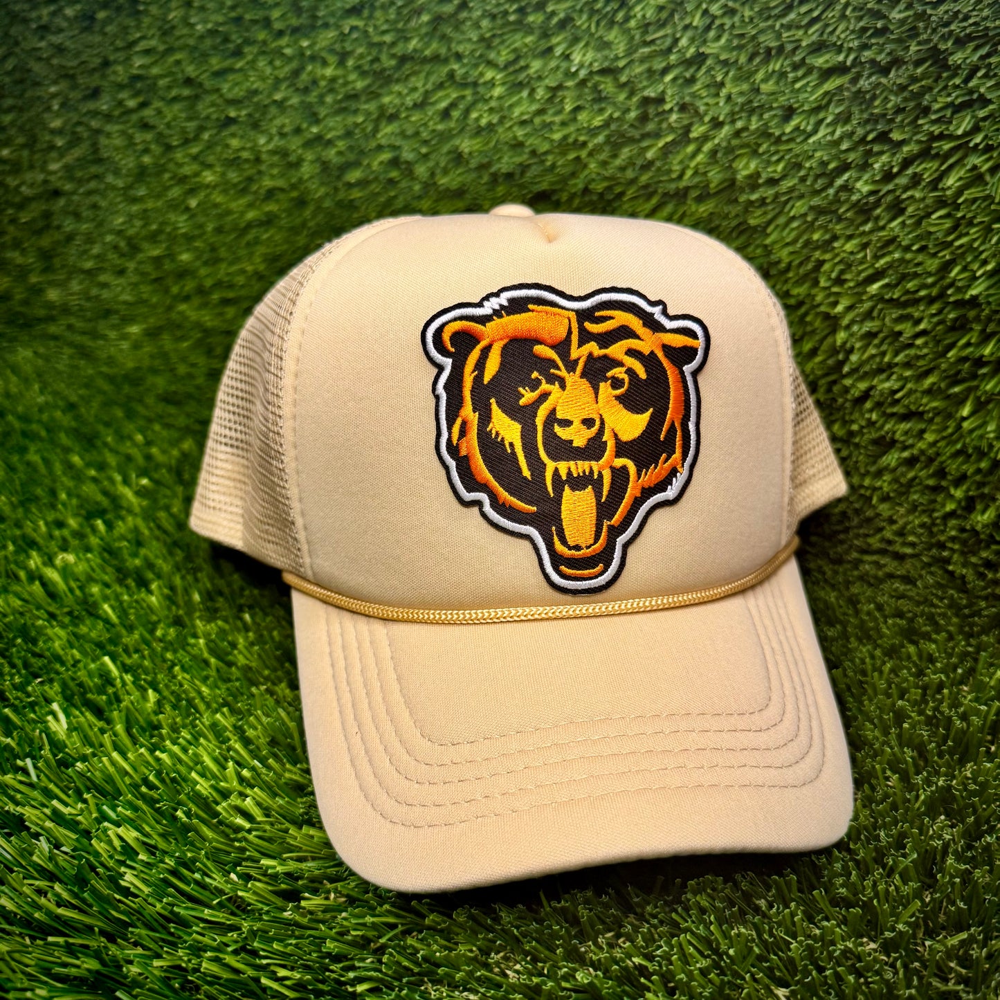 Chicago Bears Black/Orange/White Logo Trucker Hat