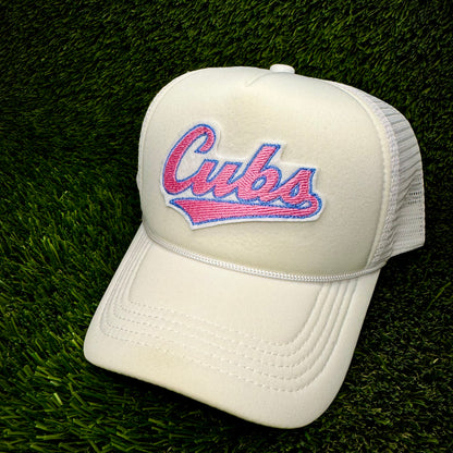 Chicago Cubs Pink/Blue “Cubs” Trucker Hat
