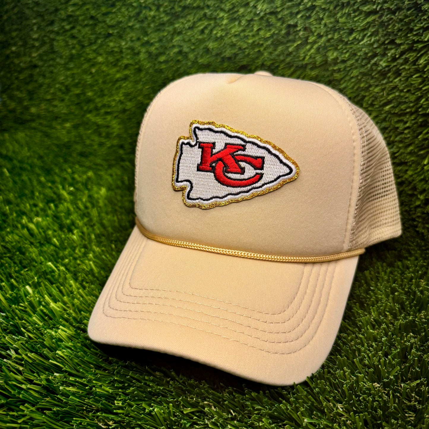 Kansas City Chiefs Gold Arrowhead Trucker Hat