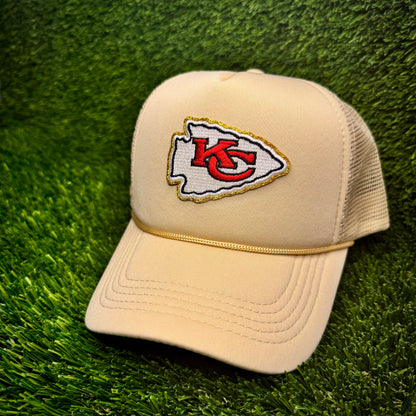Kansas City Chiefs Gold Arrowhead Trucker Hat