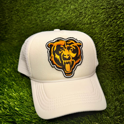 Chicago Bears Black/Orange/White Logo Trucker Hat