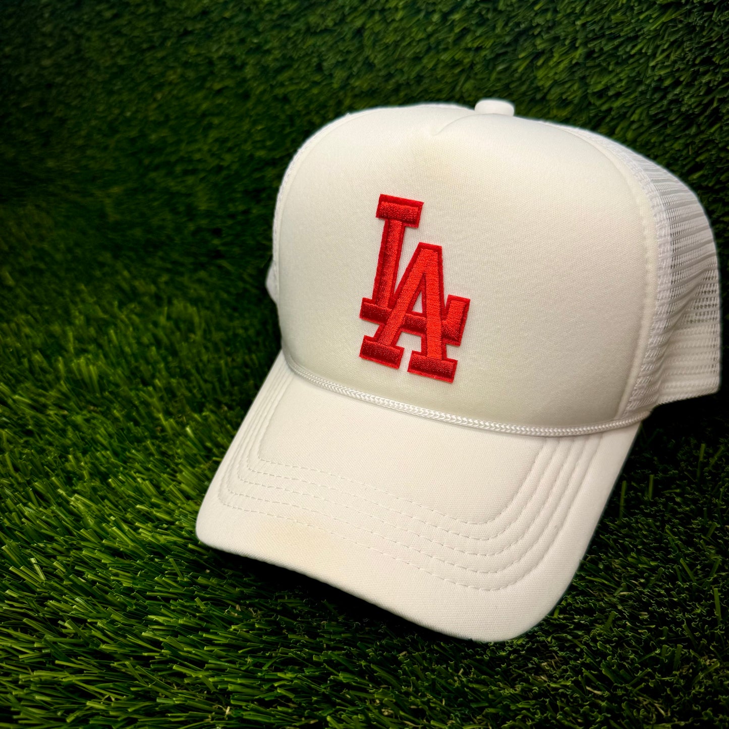 Los Angeles Dodgers Red LA Logo Trucker Hat