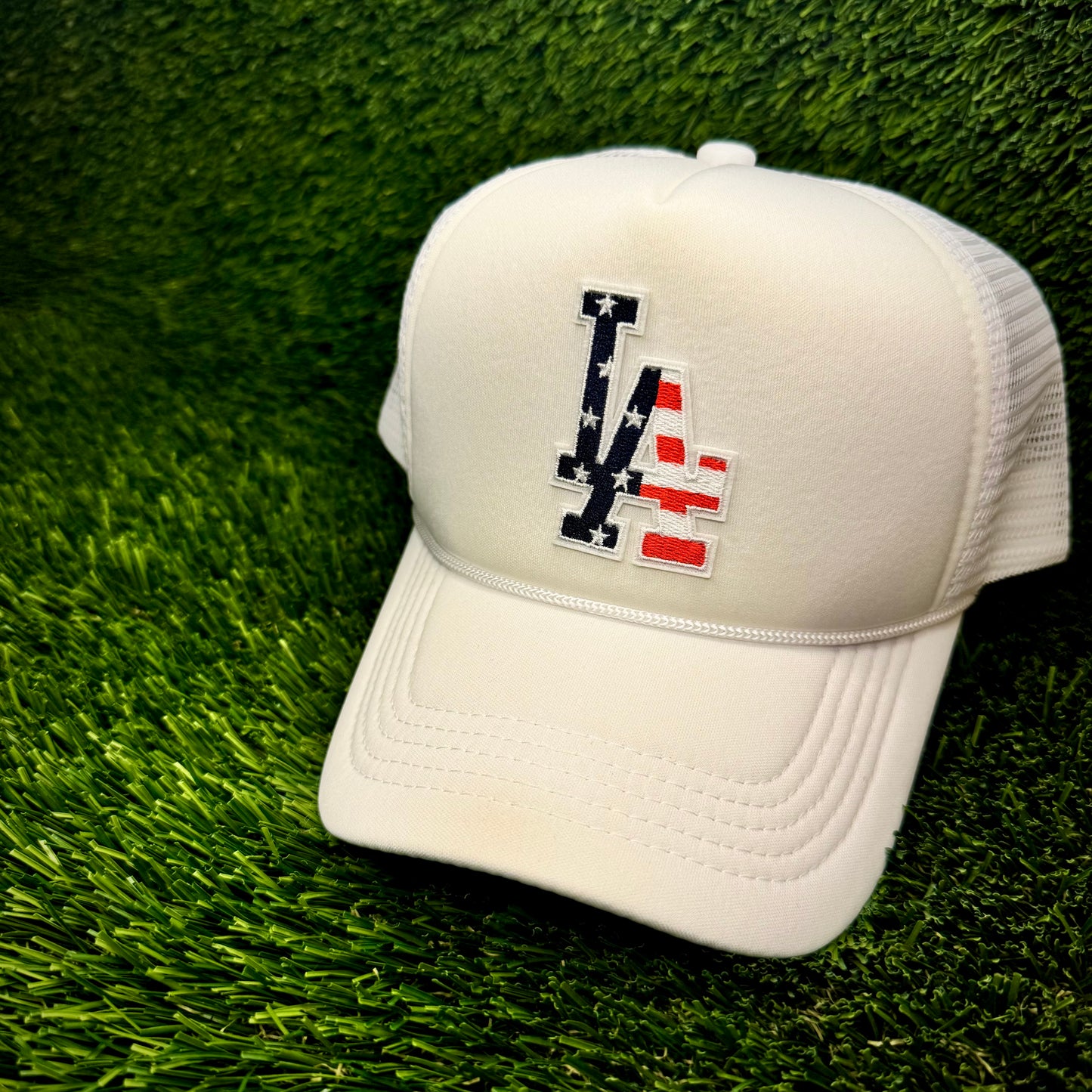 Los Angeles Dodgers LA USA Flag Trucker Hat