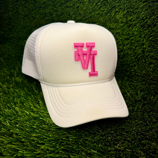Los Angeles Dodgers Upside Down Pink LA Logo Trucker Hat