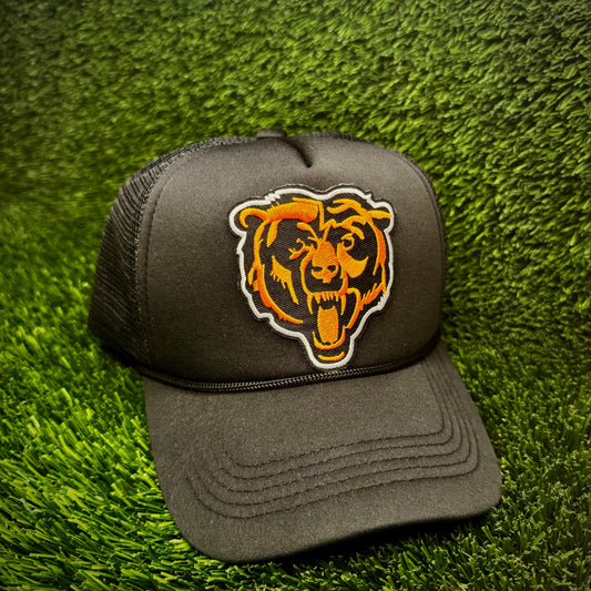 Chicago Bears Black/Orange/White Logo Trucker Hat
