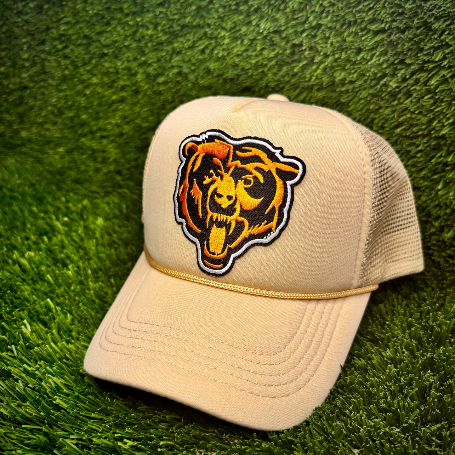 Chicago Bears Black/Orange/White Logo Trucker Hat