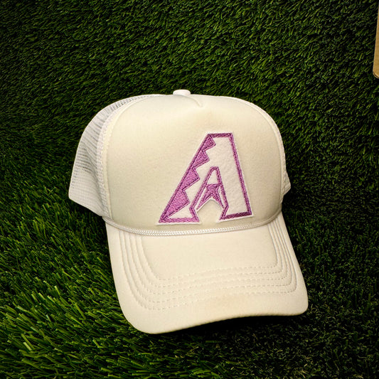Arizona Diamondbacks White/Purple Logo Trucker Hat