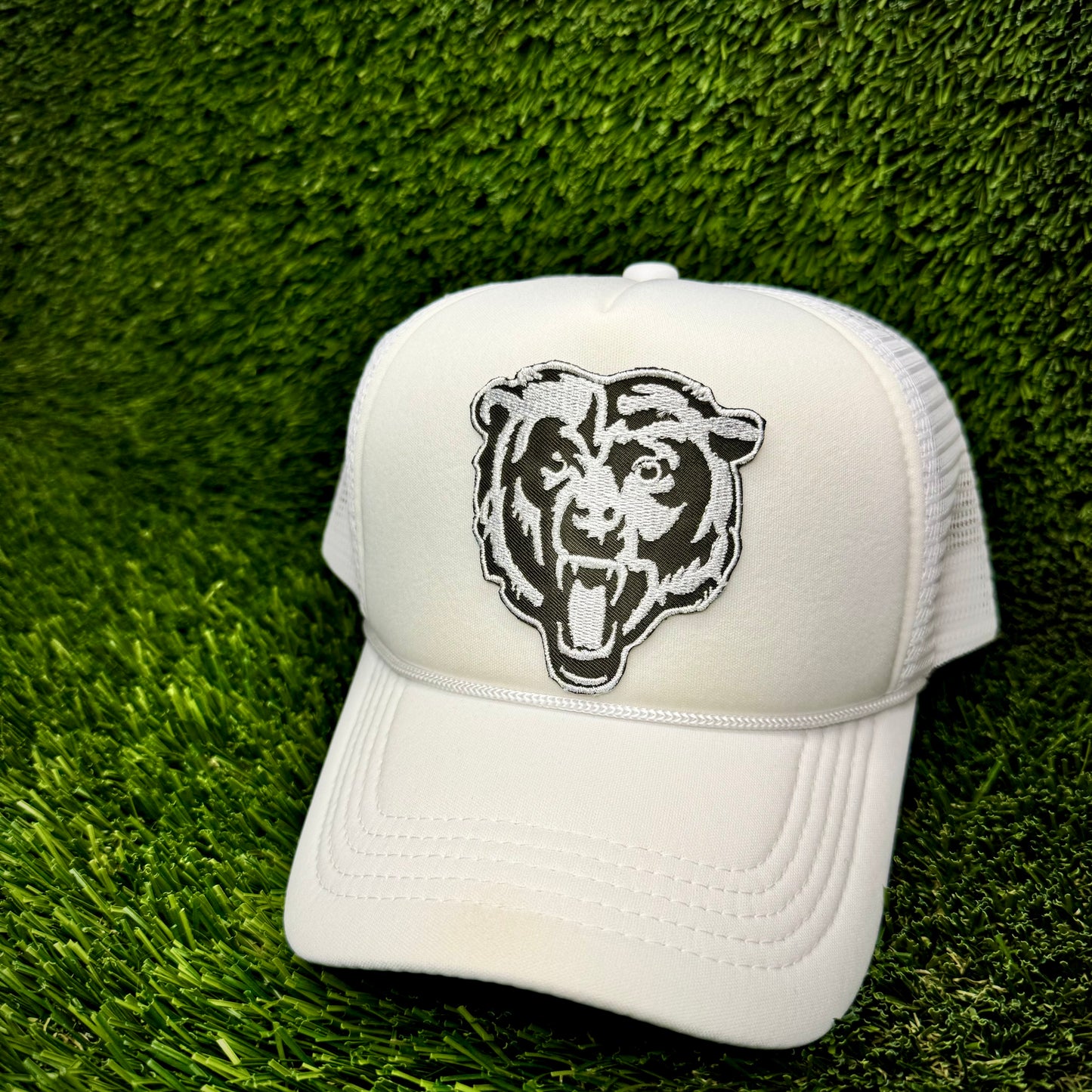 Chicago Bears Olive/White Logo Trucker Hat