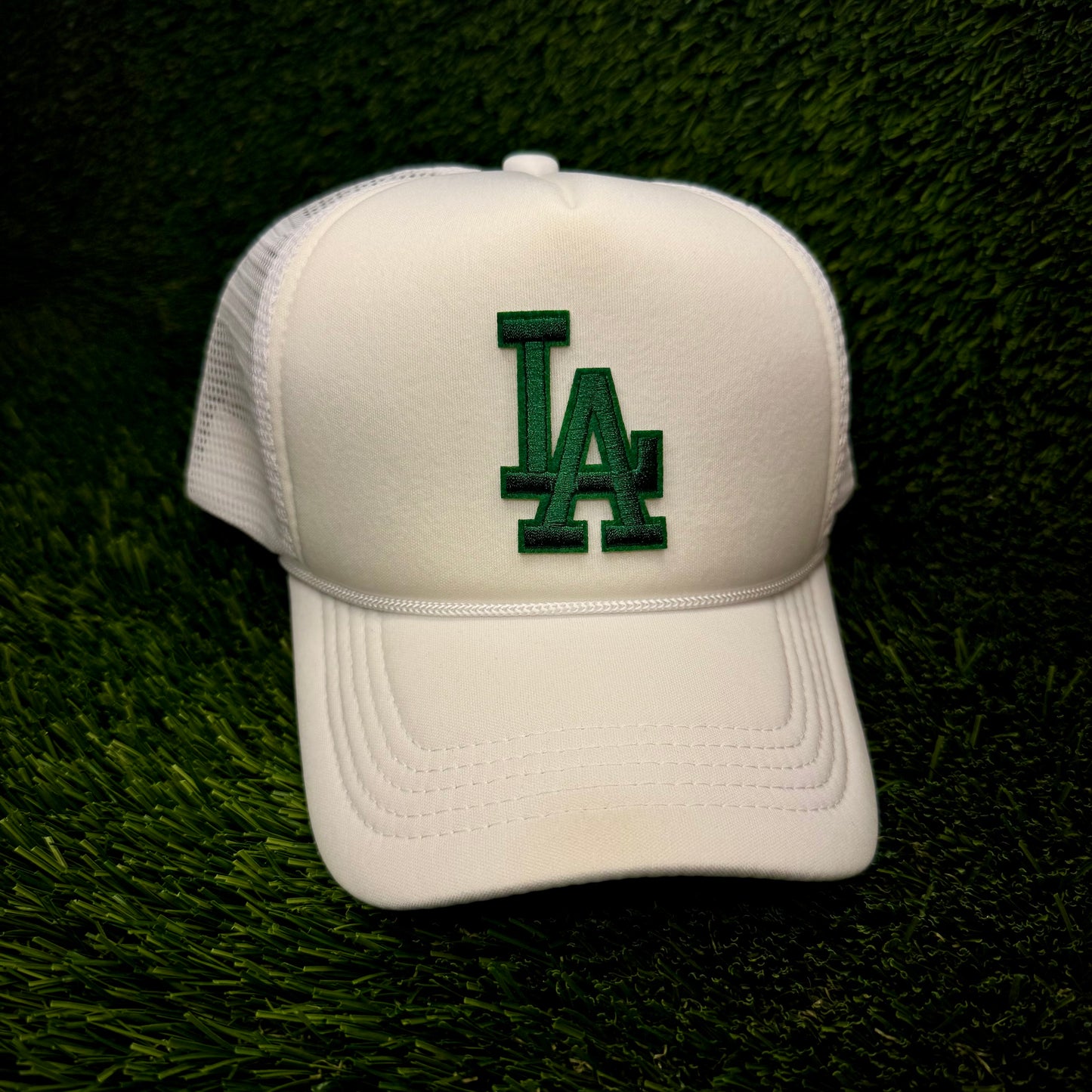 Los Angeles Dodgers Green LA Logo Trucker Hat