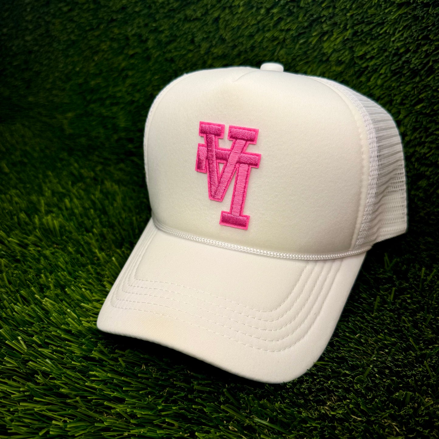 Los Angeles Dodgers Upside Down Pink LA Logo Trucker Hat