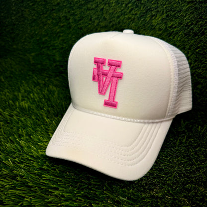 Los Angeles Dodgers Upside Down Pink LA Logo Trucker Hat