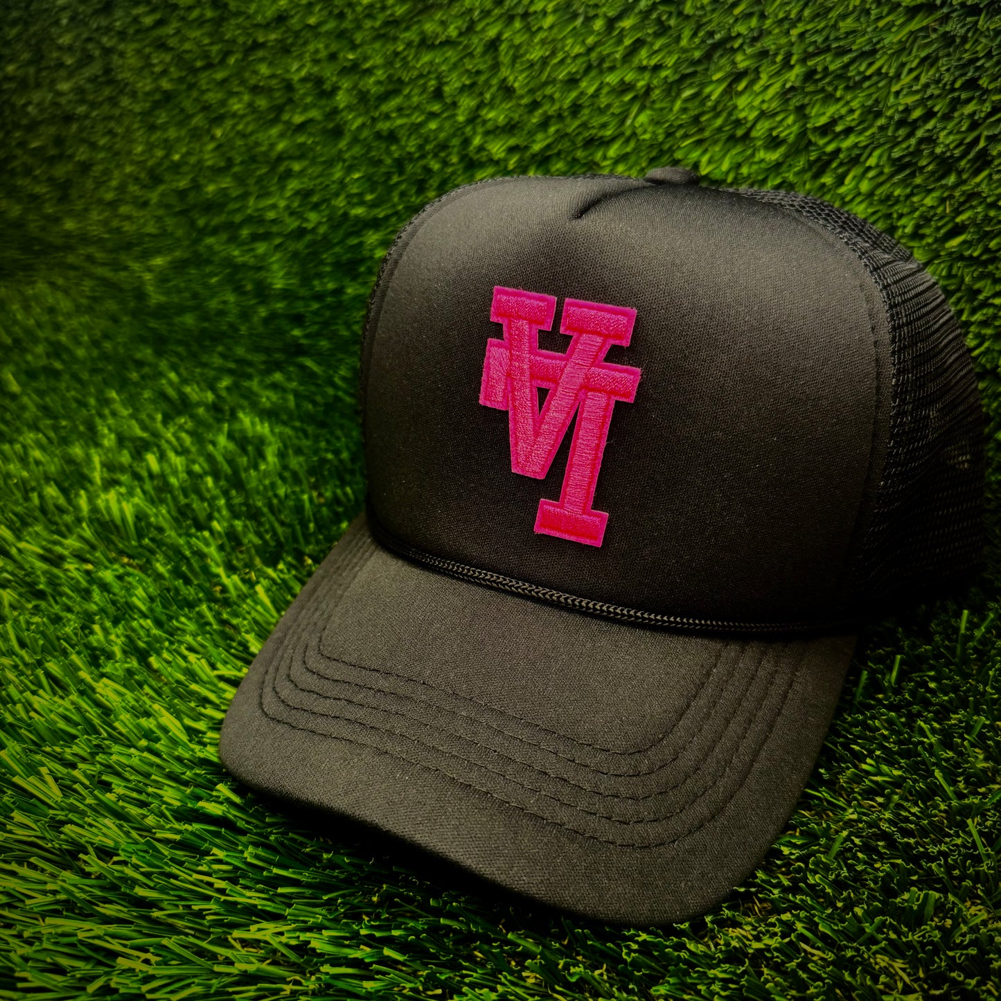 Los Angeles Dodgers Upside Down Pink LA Logo Trucker Hat